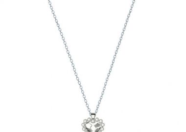 Κολιέ Από Ασήμι 925 Με Καρδιά Από Μαργαριτάρια Και Swarovski EX15424 - AMOR AMOR - 