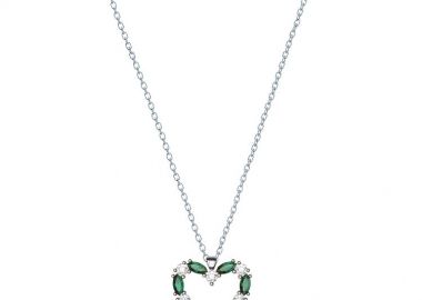 Κολιέ Από Ασήμι 925 Με Καρδιά Swarovski Πράσινη EX15403 - AMOR AMOR - 