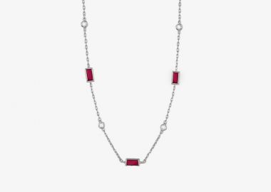 Κολιέ από ασήμι 925 με λευκά και κόκκινα ζιργκόν -  - 