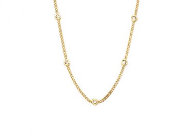 Κολιέ από ασήμι 925 με λευκές καρδιές, επιχρυσωμένο -  - 