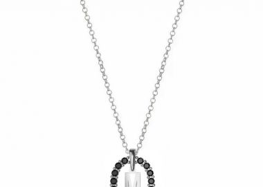 Κολιέ Από Ασήμι 925 Με Μονόγραμμα Και Swarovski Μαύρα EX15339 - AMOR AMOR - 