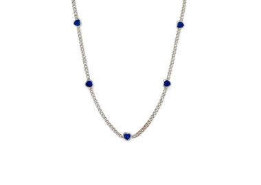 Κολιέ από ασήμι 925 με μπλε καρδιές -  - 