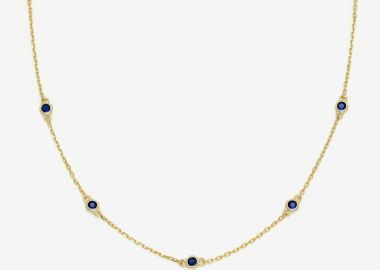 Κολιέ από ασήμι 925 με μπλε ζιργκόν, επιχρυσωμένο -  - 