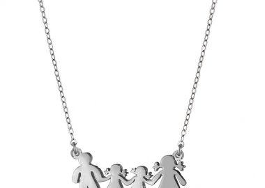 Κολιέ Από Ασήμι 925 Με Οικογένεια, Μαμά, Πατέρα, Κόρες SS15904 - AMOR AMOR - 