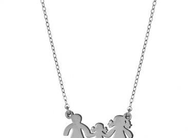 Κολιέ Από Ασήμι 925 Με Οικογένεια, Μαμά, Πατέρα, Κόρη SS15898 - AMOR AMOR - 