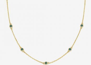Κολιέ από ασήμι 925 με πράσινα ζιργκόν, επιχρυσωμένο -  - 
