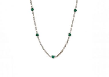 Κολιέ από ασήμι 925 με πράσινες καρδιές -  - 