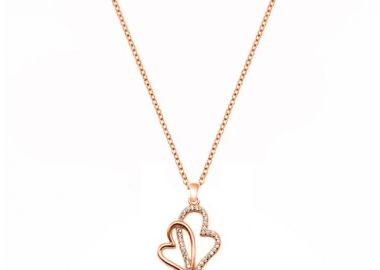 Κολιέ Από Ασήμι 925 Ροζ Επιχρυσωμένο 24Κ Με Καρδιά Από Ζιργκόν DM11455 - AMOR AMOR - 