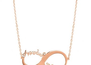 Κολιέ Από Ασήμι 925 Ροζ Επιχρυσωμένο Με Άπειρο, Ονόματα Και Ζιρκόν PE70272 - AMOR AMOR - 