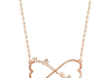 Κολιέ Από Ασήμι 925 Ροζ Επιχρυσωμένο Με Άπειρο Καρδιά, Ονόματα Και Ζιρκόν PE70365 - AMOR AMOR - 