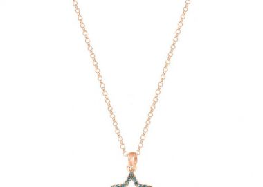 Κολιέ Από Ασήμι 925 Ροζ Επιχρυσωμένο Με Αστέρι EX10859 - AMOR AMOR - 