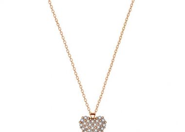 Κολιέ Από Ασήμι 925 Ροζ Επιχρυσωμένο Με Καρδιά Από Μαργαριτάρια Swarovski EX15402 - AMOR AMOR - 