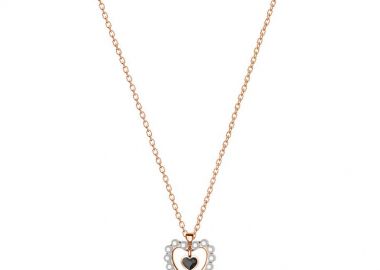 Κολιέ Από Ασήμι 925 Ροζ Επιχρυσωμένο Με Καρδιά Από Μαργαριτάρια Swarovski EX15414 - AMOR AMOR - 