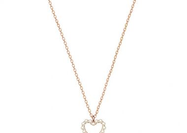 Κολιέ Από Ασήμι 925 Ροζ Επιχρυσωμένο Με Καρδιά Από Μαργαριτάρια Swarovski EX15429 - AMOR AMOR - 