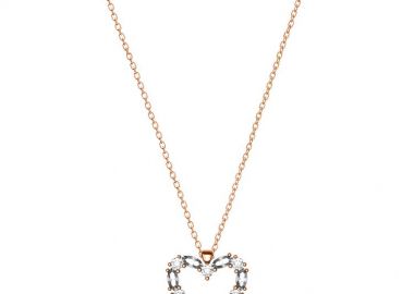 Κολιέ Από Ασήμι 925 Ροζ Επιχρυσωμένο Με Καρδιά Από Swarovski EX15420 - AMOR AMOR - 