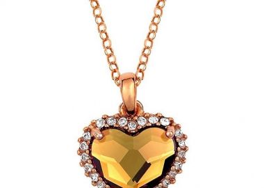 Κολιέ Από Ασήμι 925 Ροζ Επιχρυσωμένο Με Καρδιά Swarovski EX18706 - AMOR AMOR - 