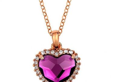 Κολιέ Από Ασήμι 925 Ροζ Επιχρυσωμένο Με Καρδιά Swarovski EX18715 - AMOR AMOR - 