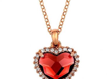 Κολιέ Από Ασήμι 925 Ροζ Επιχρυσωμένο Με Καρδιά Swarovski EX18718 - AMOR AMOR - 