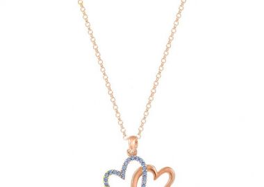 Κολιέ Από Ασήμι 925 Ροζ Επιχρυσωμένο Με Kαρδιές EX10881 - AMOR AMOR - 