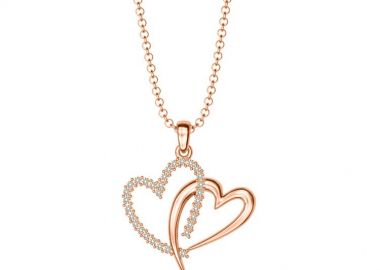 Κολιέ Από Ασήμι 925 Ροζ Επιχρυσωμένο Με Καρδιές Swarovksi EX14168 - AMOR AMOR - 