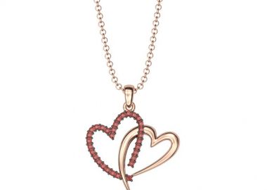Κολιέ Από Ασήμι 925 Ροζ Επιχρυσωμένο Με Καρδιές Swarovksi EX14171 - AMOR AMOR - 