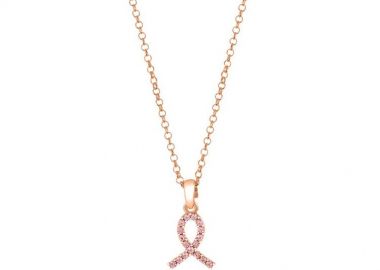 Κολιέ Από Ασήμι 925 Ροζ Επιχρυσωμένο Με Κορδέλα EX10662 - AMOR AMOR - 