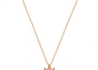 Κολιέ Από Ασήμι 925 Ροζ Επιχρυσωμένο Με Κορώνα EX18442 - AMOR AMOR - 