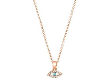 Κολιέ Από Ασήμι 925 Ροζ Επιχρυσωμένο Με Ματάκι EX10644 - AMOR AMOR - 