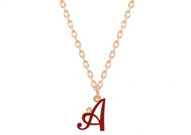 Κολιέ Από Ασήμι 925 Ροζ Επιχρυσωμένο Με Μονόγραμμα Και Σμάλτο PE70299 - AMOR AMOR - 