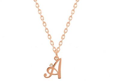 Κολιέ Από Ασήμι 925 Ροζ Επιχρυσωμένο Με Μονόγραμμα Και Ζιρκόν PE70359 - AMOR AMOR - 