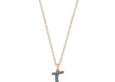 Κολιέ Από Ασήμι 925 Ροζ Επιχρυσωμένο Με Μονόγραμμα τ SU16497 - AMOR AMOR - 