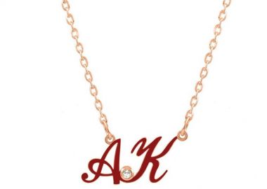 Κολιέ Από Ασήμι 925 Ροζ Επιχρυσωμένο Με Μονογράμματα Και Σμάλτο PE70305 - AMOR AMOR - 