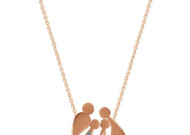 Κολιέ Από Ασήμι 925 Ροζ Επιχρυσωμένο Με Οικογένεια, Μαμά, Πατέρα, Γιό Και Κόρη EX16780 - AMOR AMOR - 