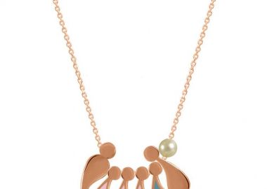 Κολιέ Από Ασήμι 925 Ροζ Επιχρυσωμένο Με Οικογένεια, Μαμά, Πατέρα Και 4 Παιδιά EX16781 - AMOR AMOR - 