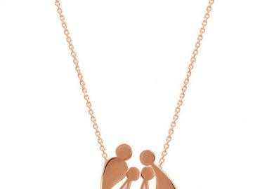 Κολιέ Από Ασήμι 925 Ροζ Επιχρυσωμένο Με Οικογένεια, Μαμά, Πατέρα Και Κόρες EX16777 - AMOR AMOR - 