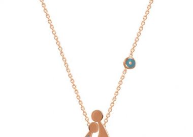 Κολιέ Από Ασήμι 925 Ροζ Επιχρυσωμένο Με Οικογένεια, Μαμά Και Γιό Με Ματάκι EX18661 - AMOR AMOR - 