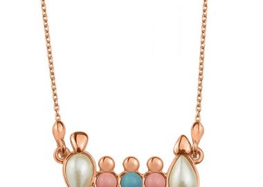 Κολιέ Από Ασήμι 925 Ροζ Επιχρυσωμένο Με Οικογένεια, Μητέρα, Πατέρα, Γιό Και Κόρες EX11029 - AMOR AMOR - 