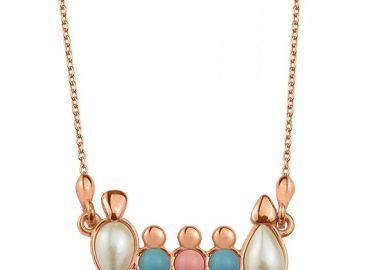 Κολιέ Από Ασήμι 925 Ροζ Επιχρυσωμένο Με Οικογένεια, Μητέρα, Πατέρα, Γιούς Και Κόρη EX11026 - AMOR AMOR - 