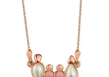 Κολιέ Από Ασήμι 925 Ροζ Επιχρυσωμένο Με Οικογένεια, Μητέρα, Πατέρα Και Κόρες EX11020 - AMOR AMOR - 