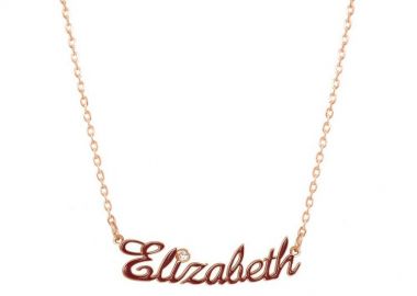 Κολιέ Από Ασήμι 925 Ροζ Επιχρυσωμένο Με Όνoμα Από Σμάλτο Και Ζιρκόν PE70308 - AMOR AMOR - 