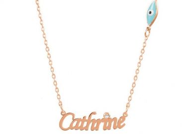 Κολιέ Από Ασήμι 925 Ροζ Επιχρυσωμένο Με Όνομα Και Ματάκι PE70284 - AMOR AMOR - 