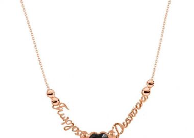 Κολιέ Από Ασήμι 925 Ροζ Επιχρυσωμένο Με Όνοματα Και Καρδιά EX18658 - AMOR AMOR - 