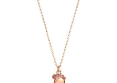 Κολιέ Από Ασήμι 925 Ροζ Επιχρυσωμένο Με Πατουσάκι EX17029 - AMOR AMOR - 