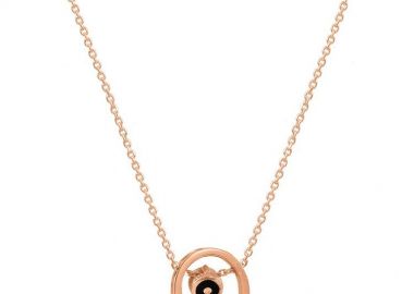 Κολιέ Από Ασήμι 925 Ροζ Επιχρυσωμένο Με Πέταλο Και Ματάκι EX18639 - AMOR AMOR - 