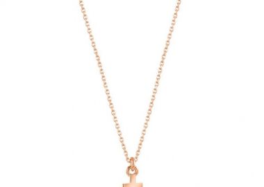 Κολιέ Από Ασήμι 925 Ροζ Επιχρυσωμένο Με Σταυρό EX17038 - AMOR AMOR - 