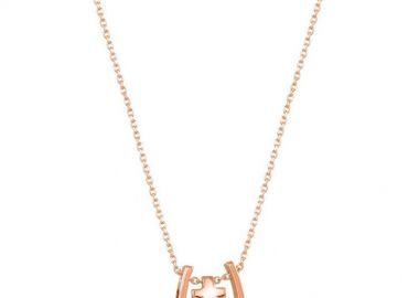 Κολιέ Από Ασήμι 925 Ροζ Επιχρυσωμένο Με Σταυρό Και Πέταλο EX18573 - AMOR AMOR - 