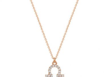 Κολιέ Από Ασήμι 925 Ροζ Επιχρυσωμένο Με Το Ζώδιο Του Ζυγού EX16529 - AMOR AMOR - 