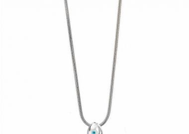 Κολίε Από Ατσάλι Drop Με Ματάκι Λευκό AA12995 - AMOR AMOR - 