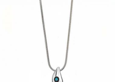 Κολίε Από Ατσάλι Drop Με Ματάκι Μπλε AA12983 - AMOR AMOR - 