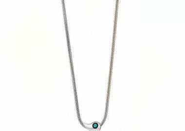 Κολίε Από Ατσάλι Drop Με Ματάκι Μπλε AA12989 - AMOR AMOR - 